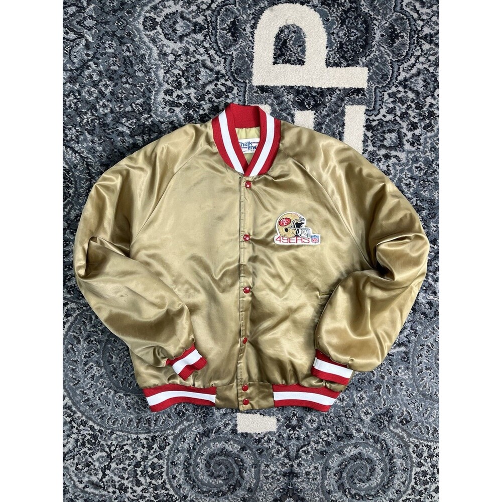 Brand New Vintage San Francisco 49ers Jacket Mens L Chalk Line NFL Varsity 80s